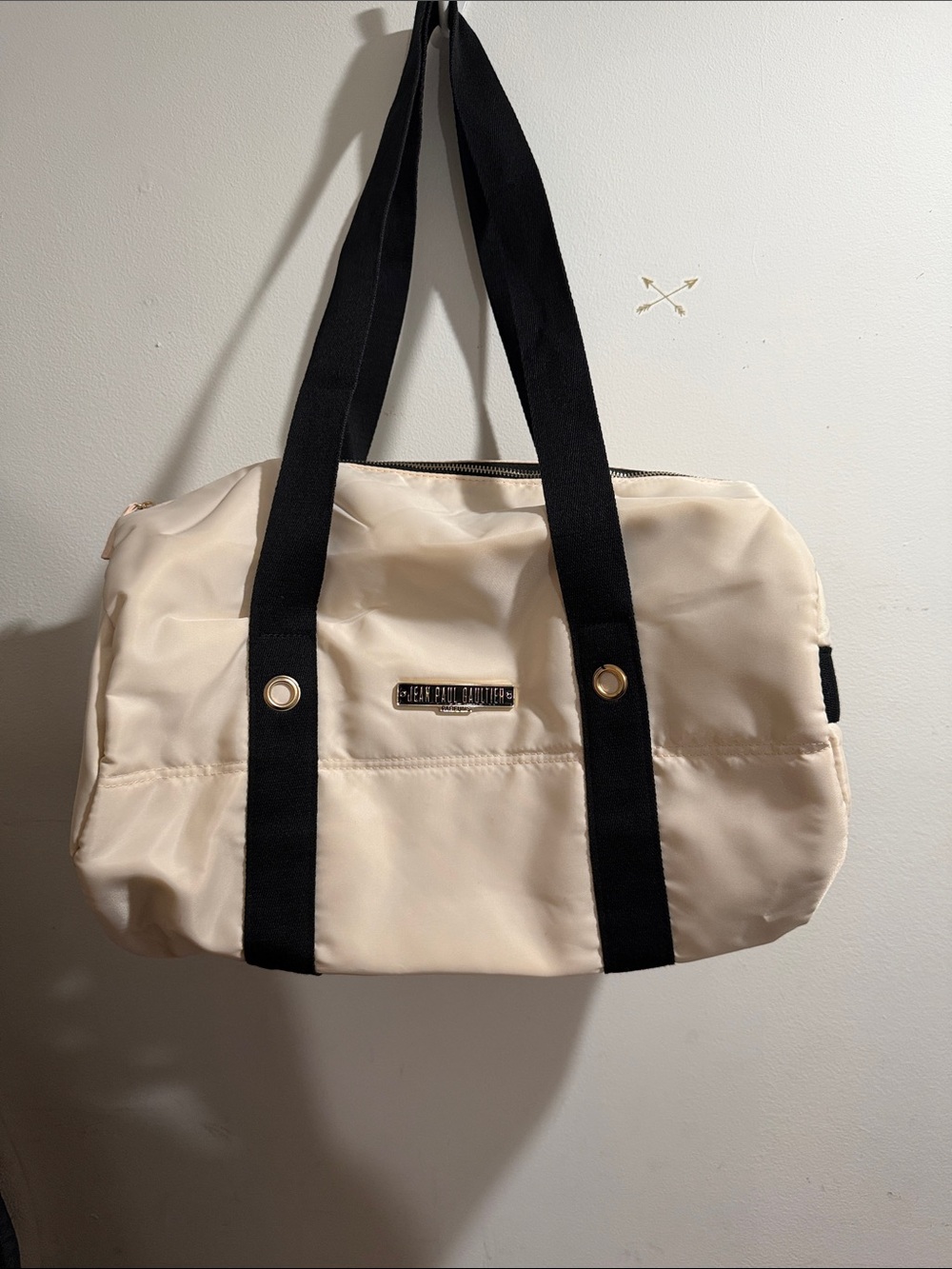 Jean Paul Gaultier Cream Tote with Black Straps